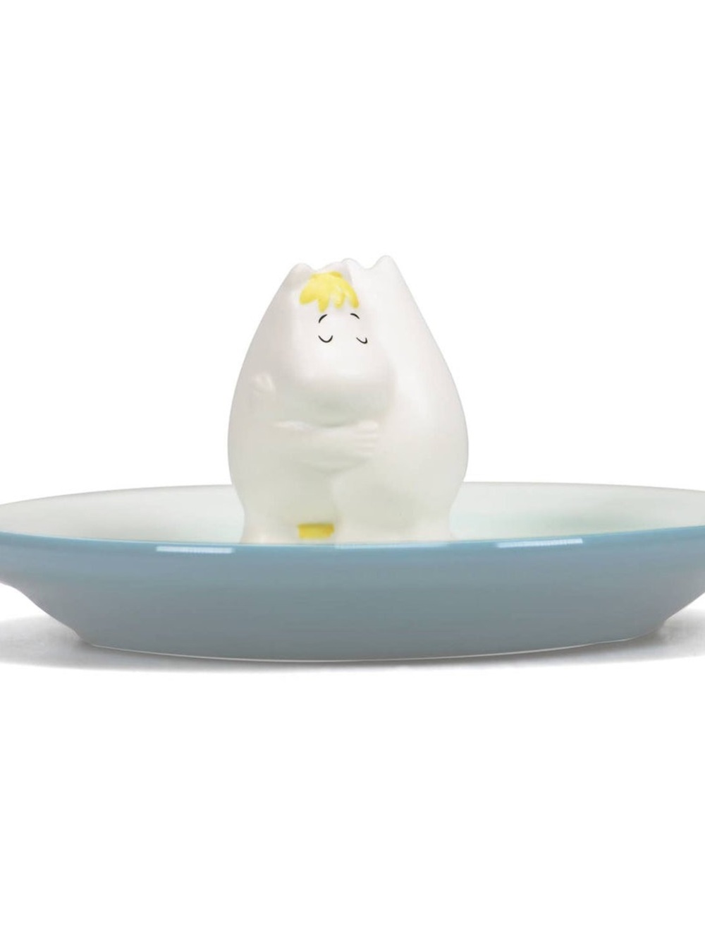 Blue Rim Ceramic Dish with White Character Moomin Hugs Hyppo Characters